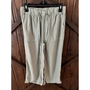 Thread & Supply Women's Relaxed Fit Wide Leg Crop Pants Sz SMALL Olive Green